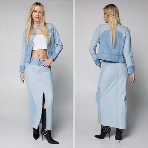 Paneled Front Split Denim Maxi Skirt size 2